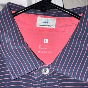 johnnie-O
Men's Striped Polo Shirt - Navy/Purple and Pink